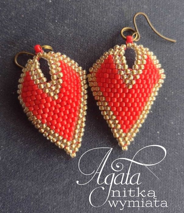 Kolczyki łezka czerwono złota