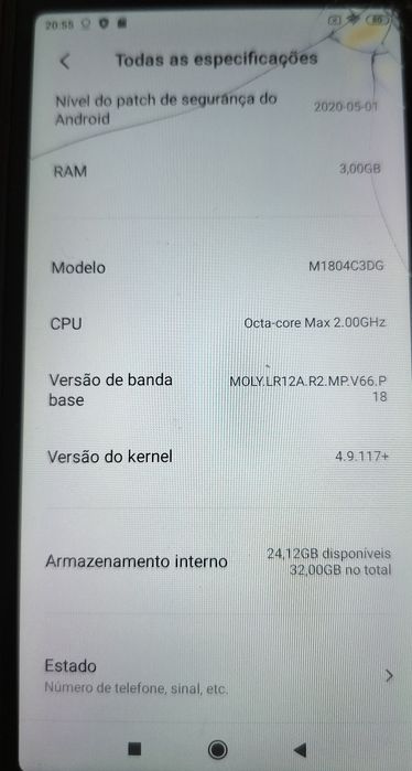 Telemóvel Xiaomi Redmi 6 - Ecrã Partido