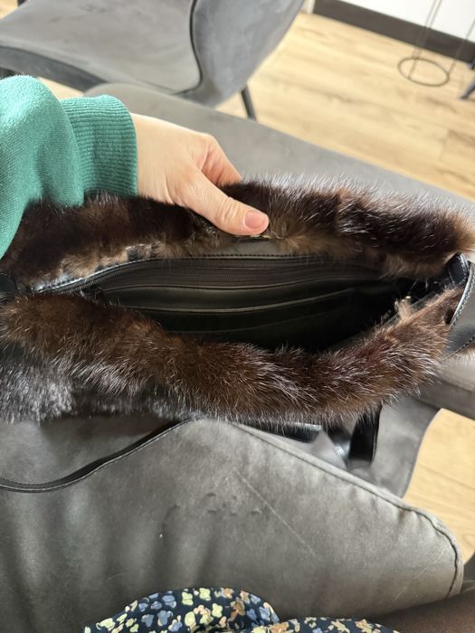 Luksusowa torebka torba z futra norki naturalne