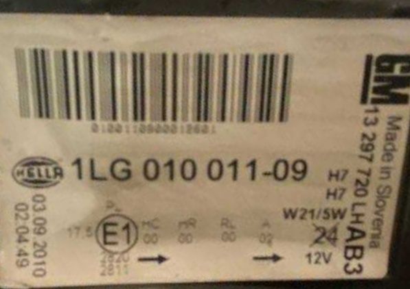 Фара ліва Opel Astra J рестайл