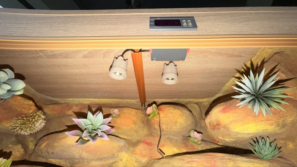 Terrarium 80x40x40cm, Regulator temperatury, 2x wejscia pod żarówkę