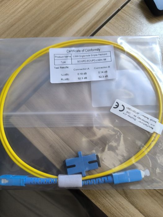 Kabel światłowodowy (patchcord) DOSTEPNY 24/7 singlemode, długość 1 m.