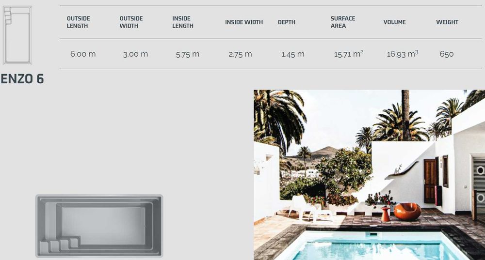 Basen ceramiczno-karbonowy 6,0x3,0x1,45m DOŻYWOTNIA GWARANC bez betonu