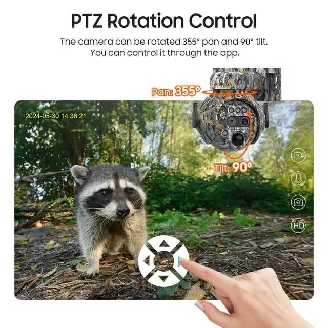 FOTOPUŁAPKA Kamera 6MP 12X zoom SIM SOLAR + AKUMULATOR 4G PTZ 2 obiektywy‼️ podgląd na telefonie na Działkę na Budowę ‼️ zapis na karcie SD