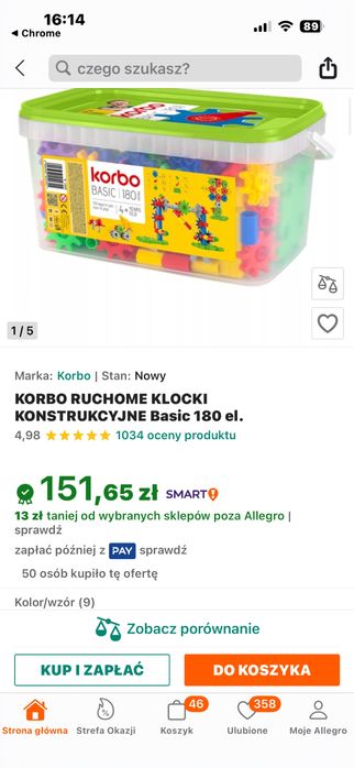 Klocki konstrukcyjne korbo 2 zestawy