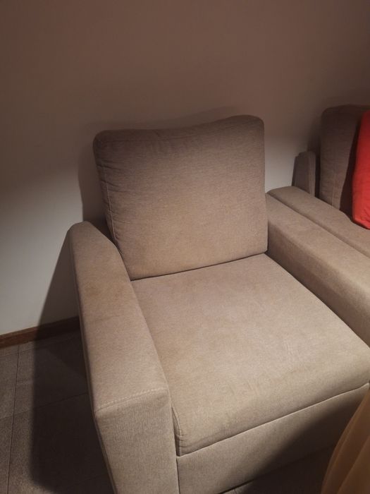 Sofa individual cinza/bege