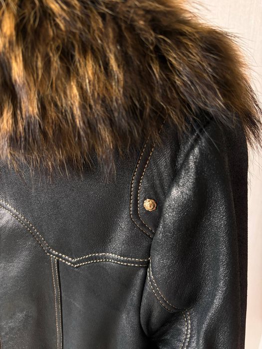 Шкіряна дублянка Stella Rossa з натуральним хутром писця демісезонна