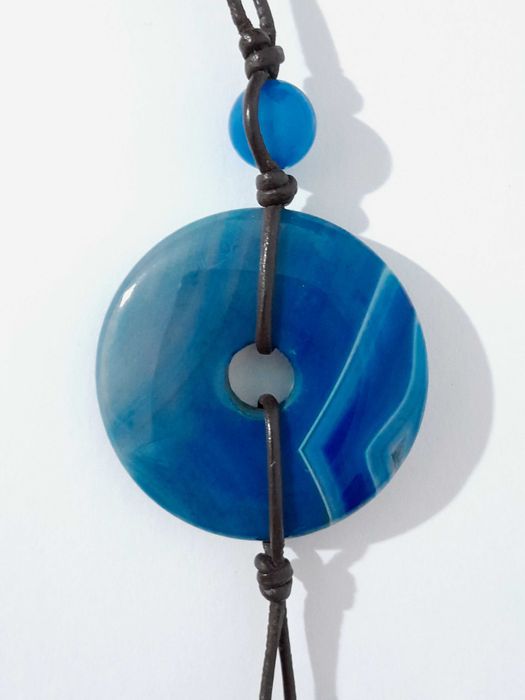 Colar comprido com ágata azul Stone by Stone (c/ ajuste para médio)