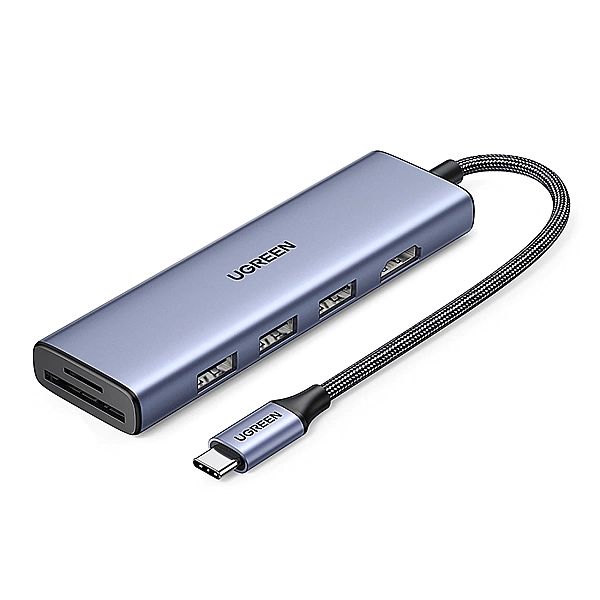 HUB Ugreen CM511, 20956A 6w1 USB-C - HDMI / 3x USB-A 3.0 / czytnik kar
