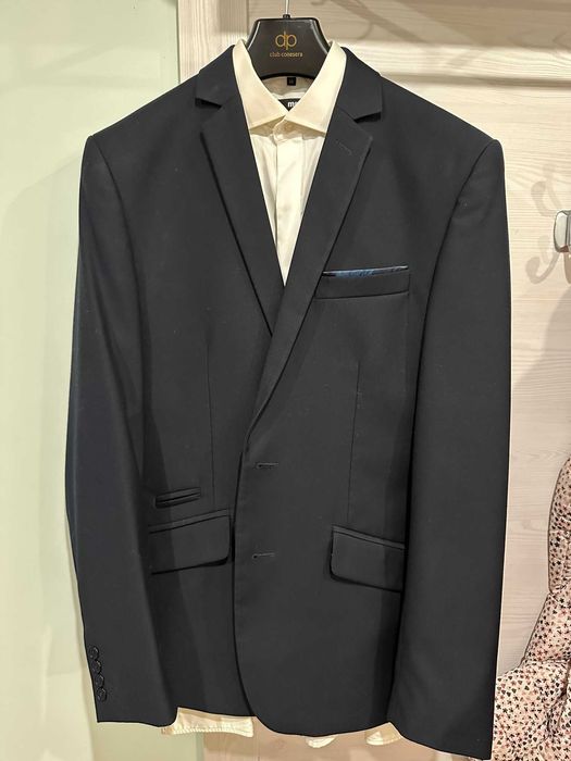 Garnitur męski ciemny granat, ciemnogranatowy + gratis koszula