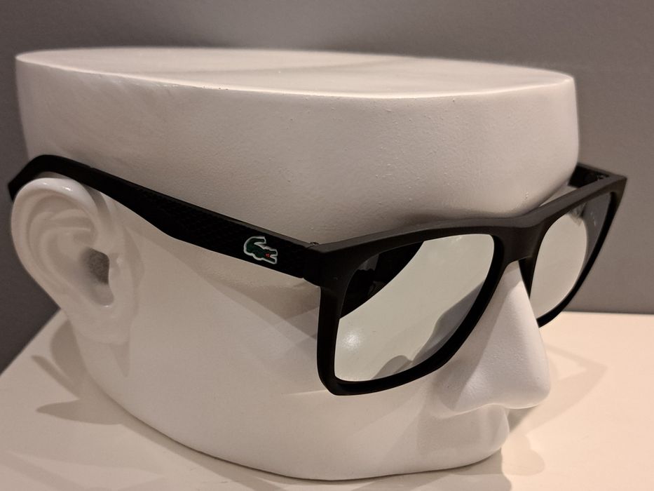 LACOSTE męskie okulary przeciwsłoneczne nowe czarne lustrzanki polaryz