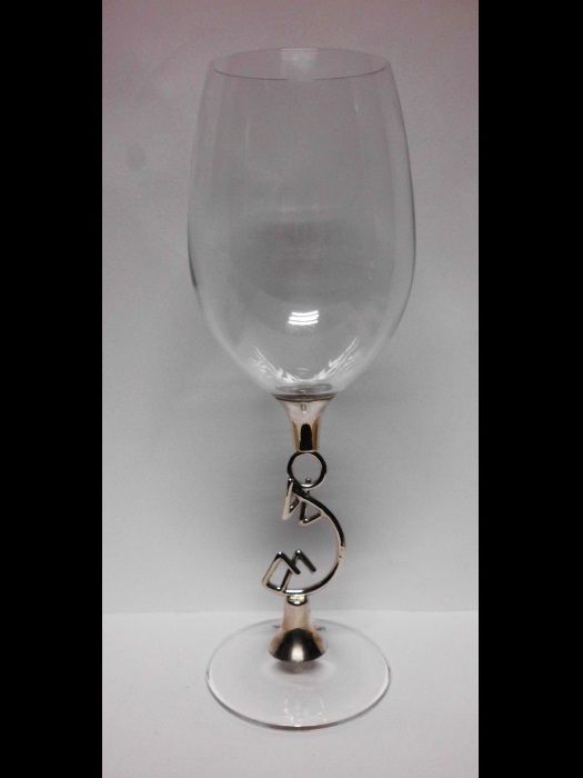 6 copos de vinho modernistas em cristal com Prata contrastada