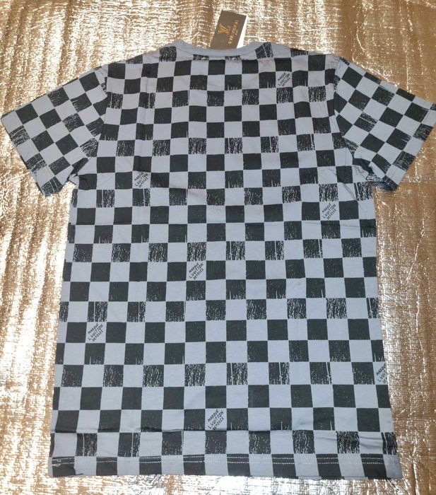 Nowa szara koszulka LOUIS VUITTON LV T-shirt moda kratka prezent L