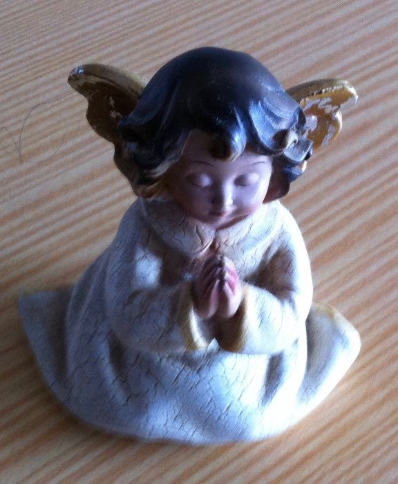 anjos músicos, em barro pintados á mão