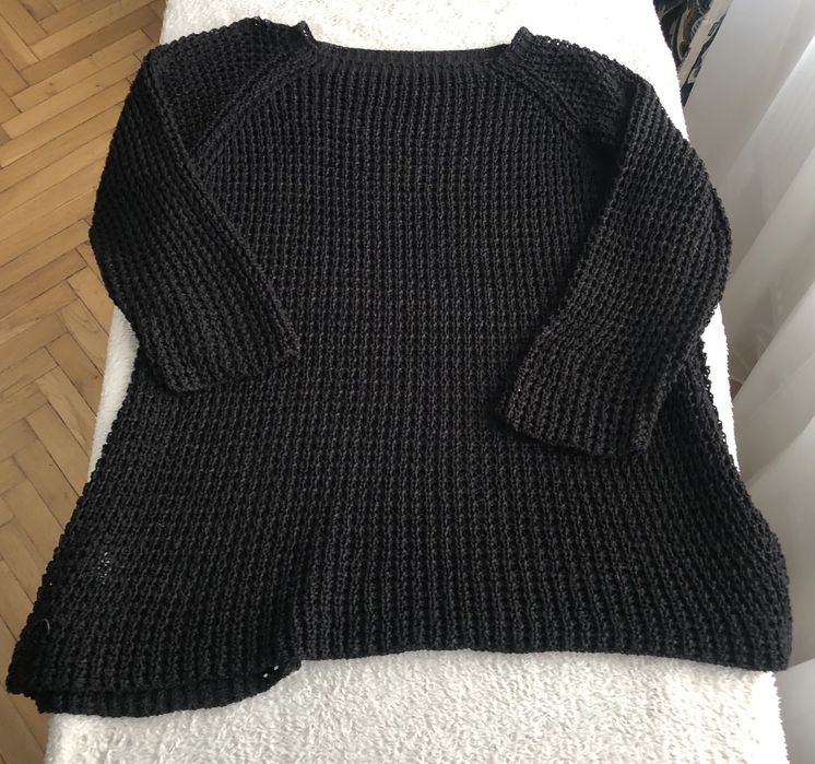 Czarny sweter OVERSIZE | Ażurowy splot | Made in Italy