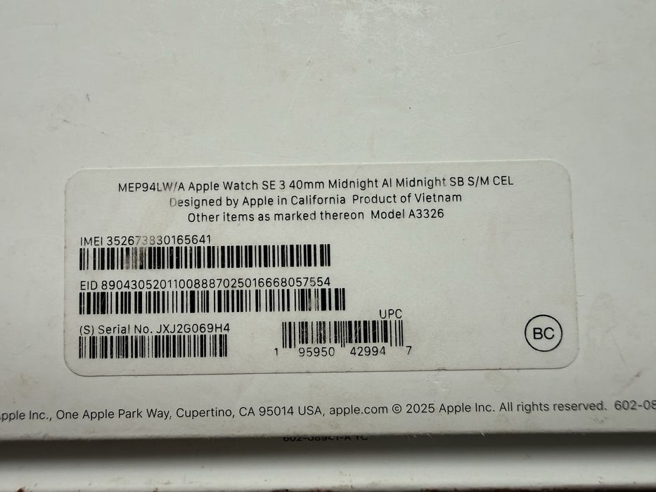 Apple Watch SE 3 40mm Midnight 100%