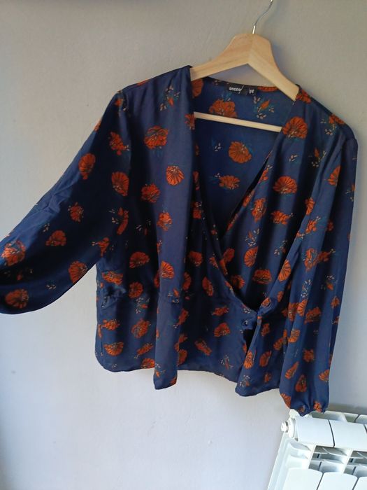 Second script 48 4XL elegancka koszula damska kopertowa floral print