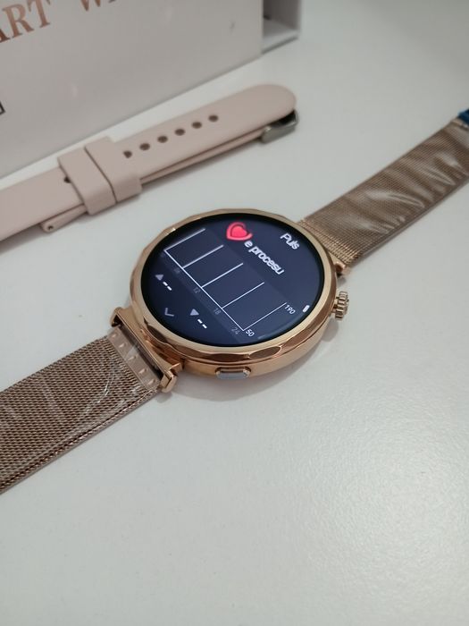 Damski smartwatch okrągły nowy, komplet z pudełkiem