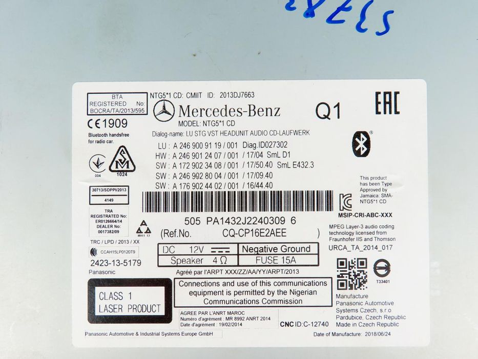 Sistema / Unidade De Navegação Mercedes-Benz A-Class Ref: A2469009119