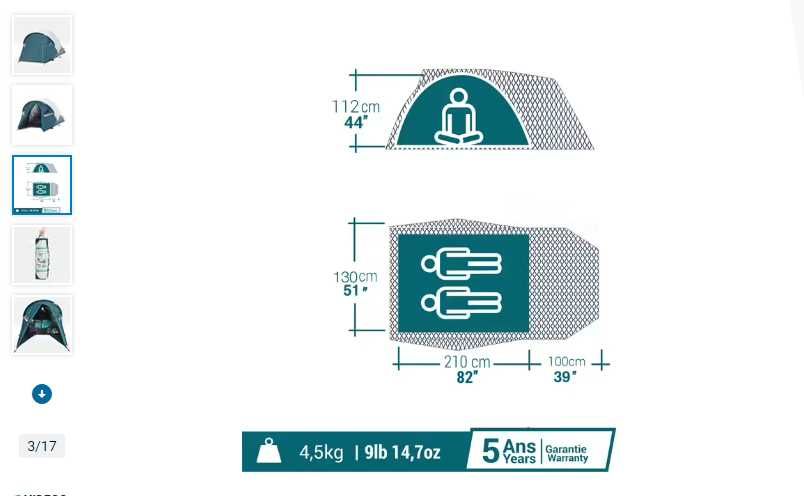 Tenda de Campismo - MH100 XXL - 4 pessoas –