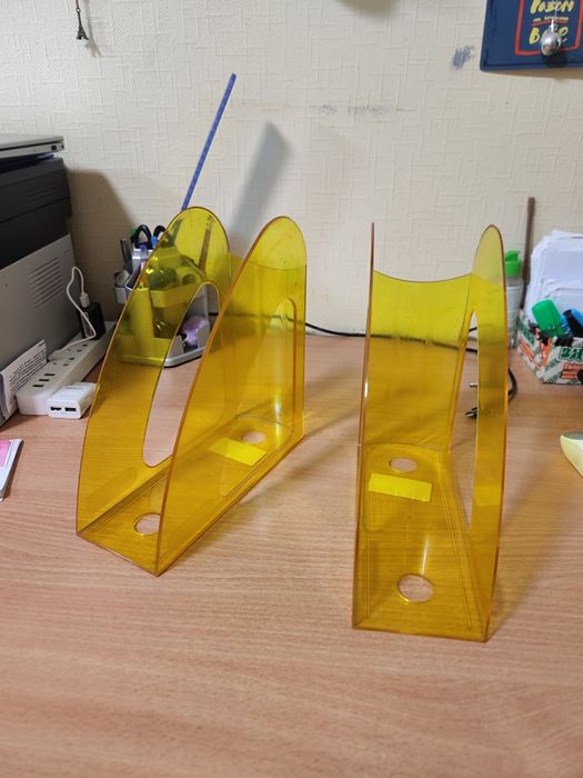 Лотки для паперу жовті прозорі 2 шт - органайзери офісні