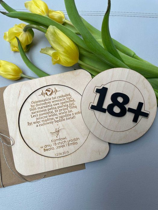 Kartka Urodzinowa Drewniana