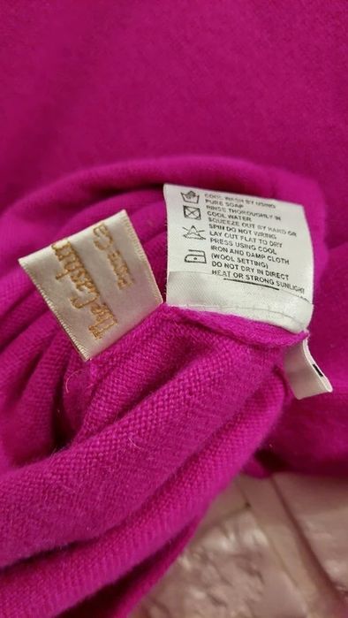 Sweter golf 100% kaszmir fuksja soft gruby splot thick weave
