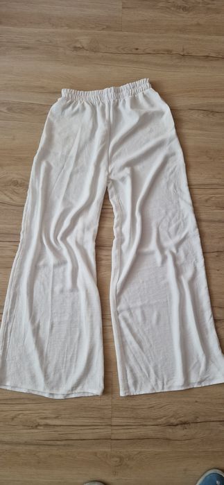 BIAŁE Zwiewne SPODNIE Lekkie 38/M