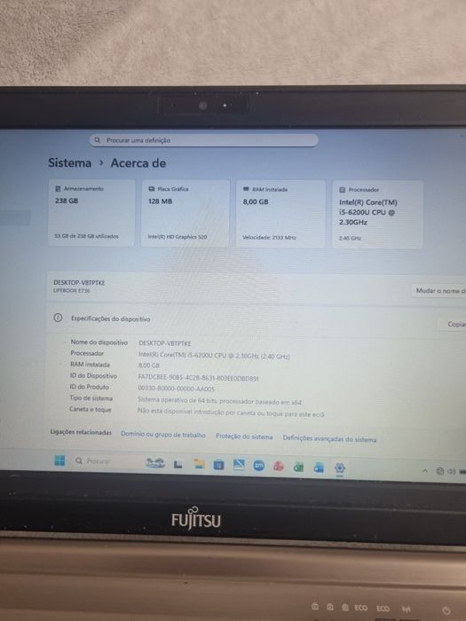 Fujitsu Lifebook E Series 736 i5 de 6th gen
