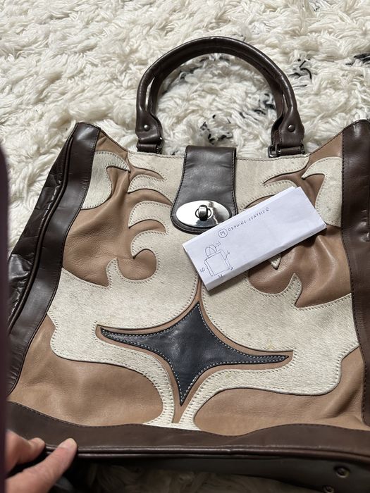 M Genuine leather sliczna torba skorzana z wlosiem