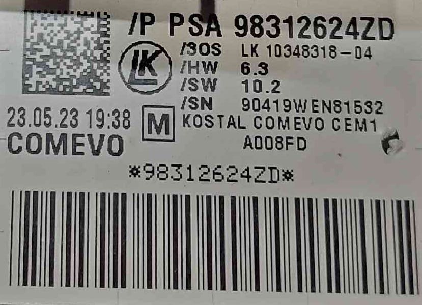 Conjunto / Manetes de Luzes e Limpa Vidros 98312624ZD - TOYOTA PROACE CITY VERSO Veículo multiuso