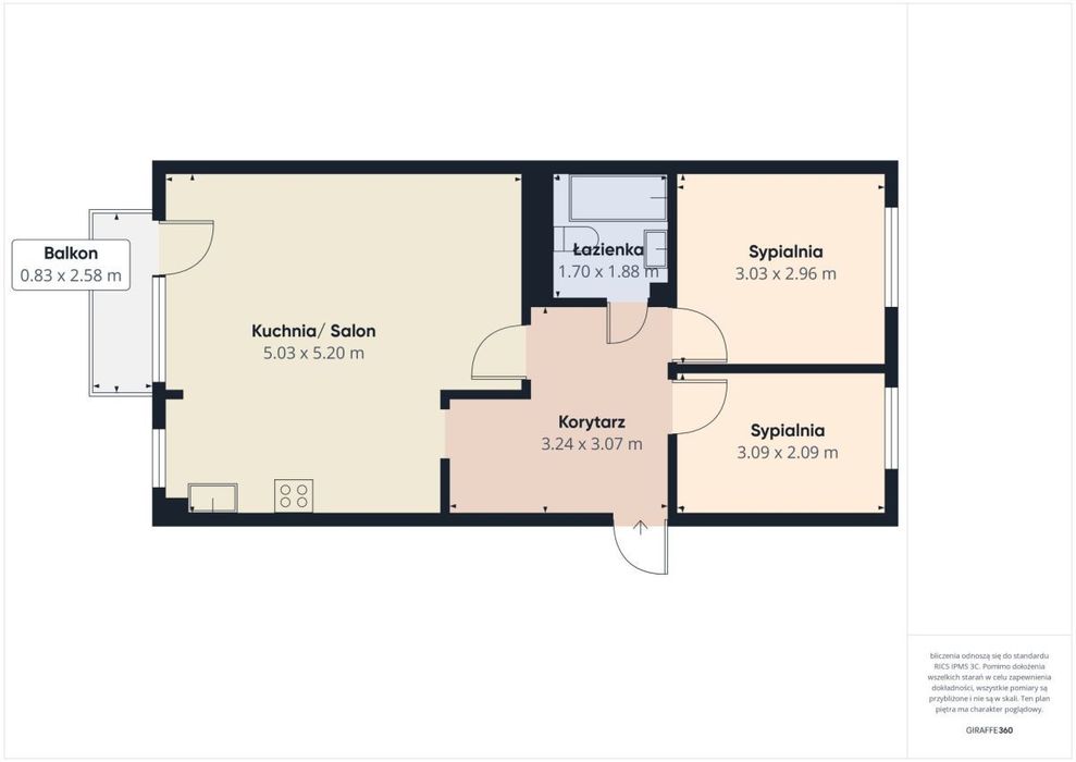 3 pokojowe mieszkanie w centrum