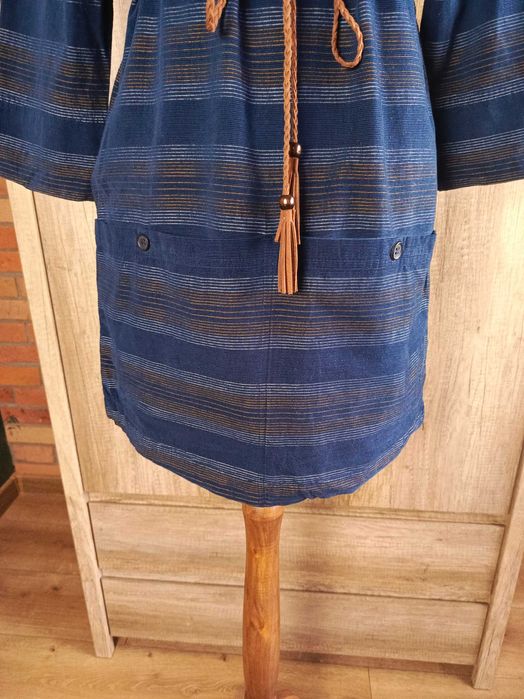 Seasalt Cornwall sukienka tunika sztruks mini paski granat S 36