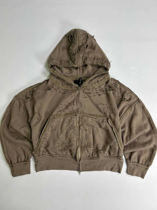 Худі Latui Atelier zip худи зіпка коричнева зипка кофта distressed S M