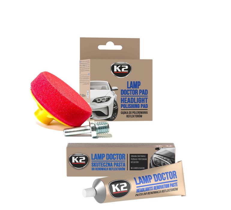 K2 Zestaw polerowania renowacji reflektorów Pad + Pasta Lamp Doctor