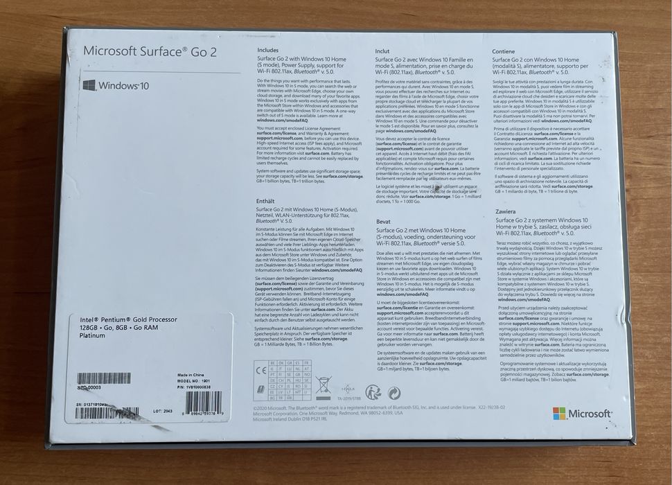 Microsoft Surface Go 2 4425Y 8GB 128GB Srebrny