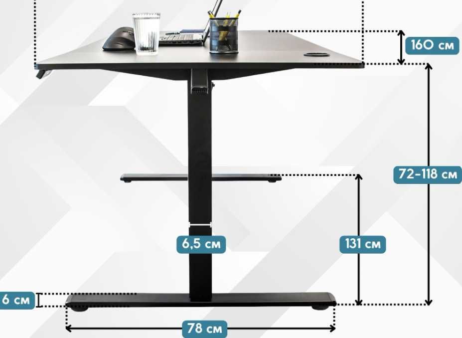 Nowe Biurko Elektryczne 160x80cm Regulowane Podnoszone 72-118cm