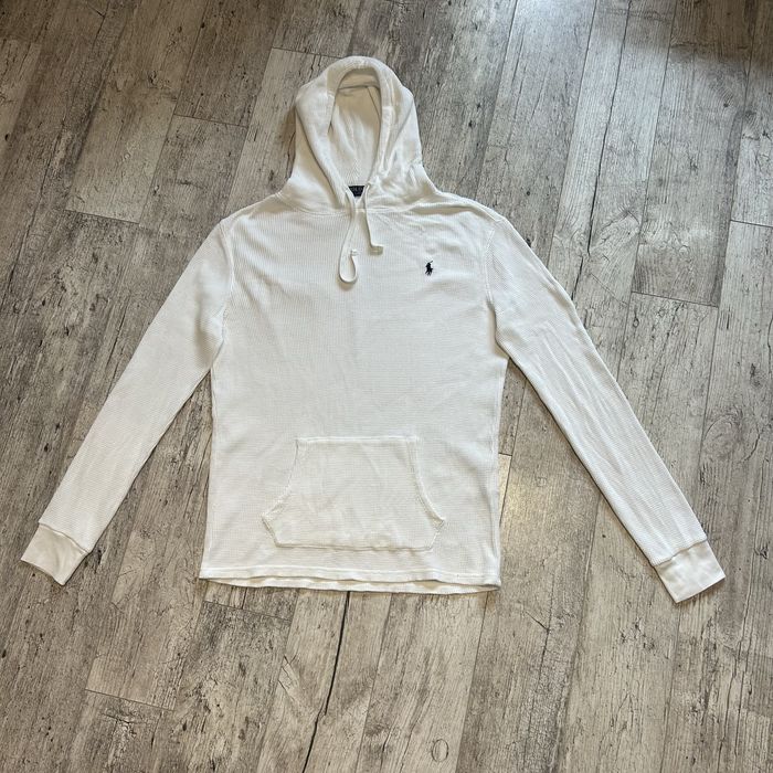 Biała męska bluza z kapturem Polo Ralph Lauren biały sweter pleciony