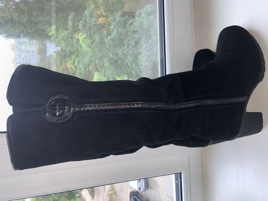 Сапоги чоботи натуральний замш +хутро чорні зима р.39 Vlaers нові