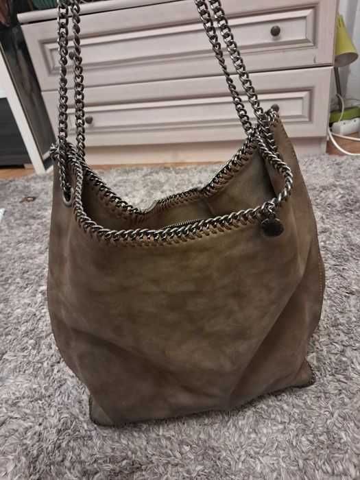 Piękna duża brązowa skórzana torebka shopper