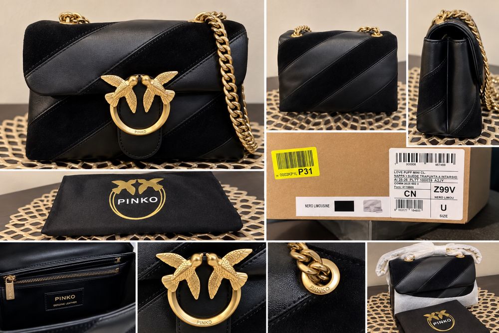 PINKO Love Puff Mini CL NOWA Nappa Suede pudełko