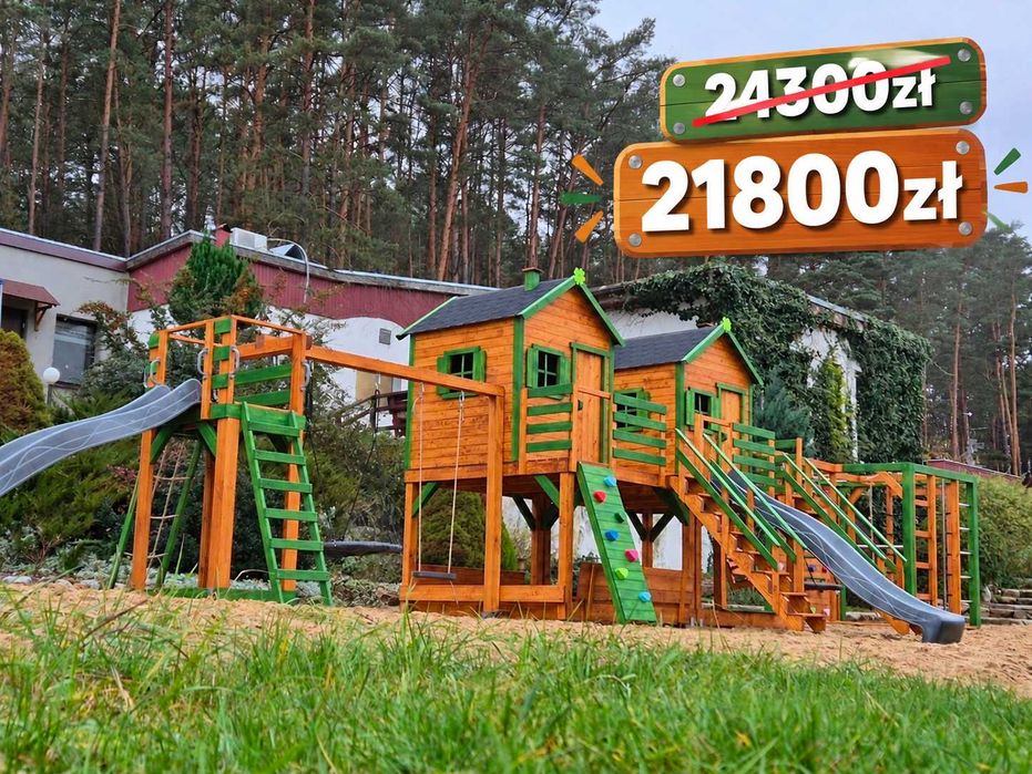 Podwójny plac zabaw - 2 domki z małpim gajem