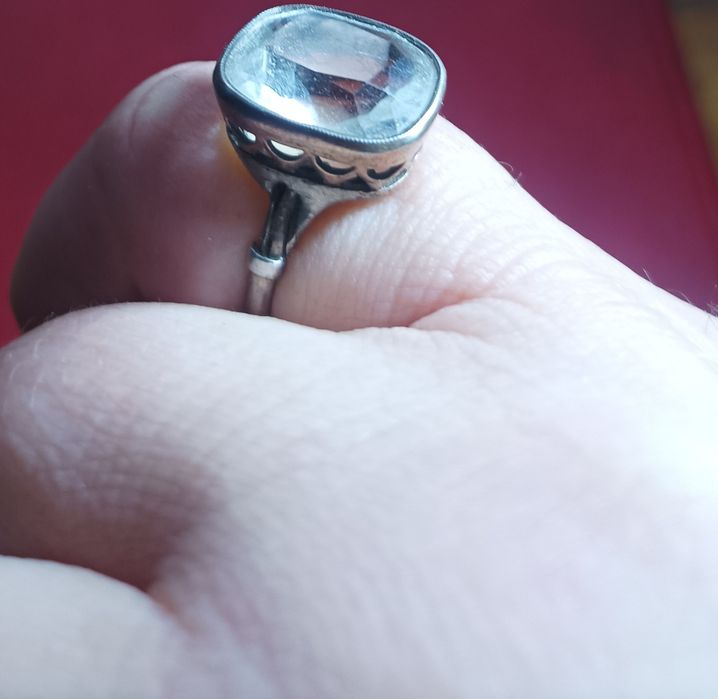 Винтажные кольцо серебро 875, камень горный хрусталь
