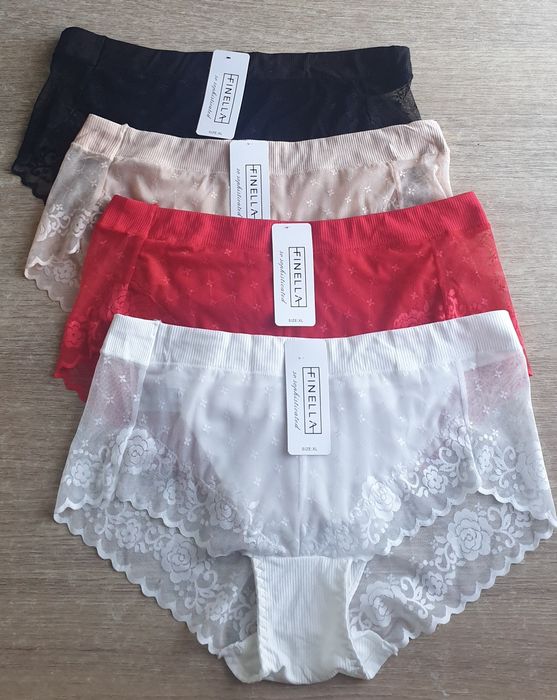 4 x Damskie majtki figi z koronką XL