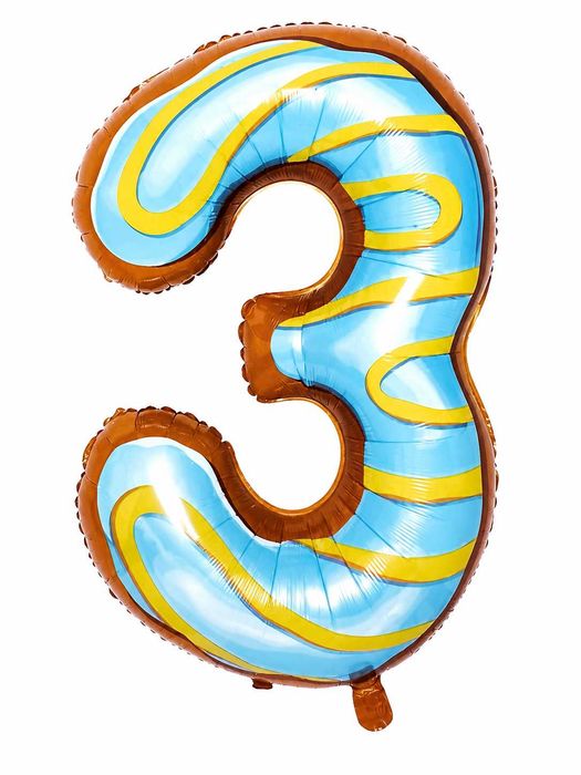 Balon Foliowy Cyfra 3 Donut Pączek Cukiereczki 80 cm Urodziny Hel
