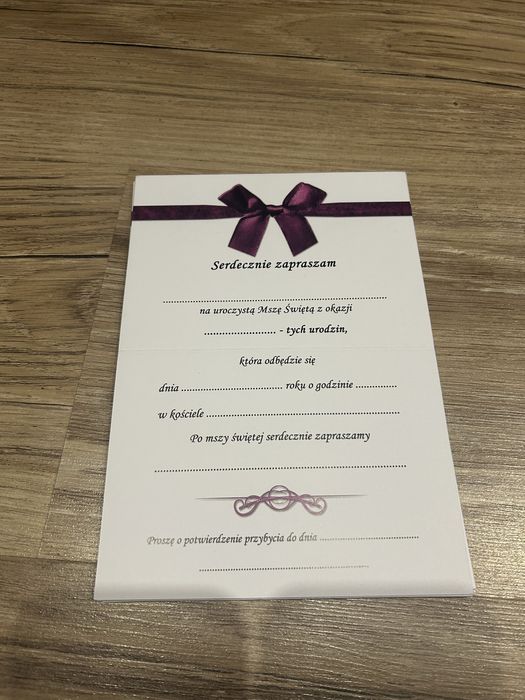 15 zaproszeń na 70 urodziny