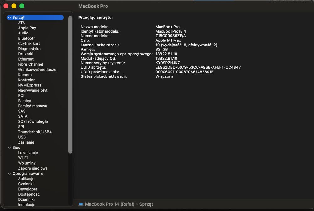 Ultrabook MacBook Pro 14,2” M1 MAX  32Gb ramu 1TB SSD