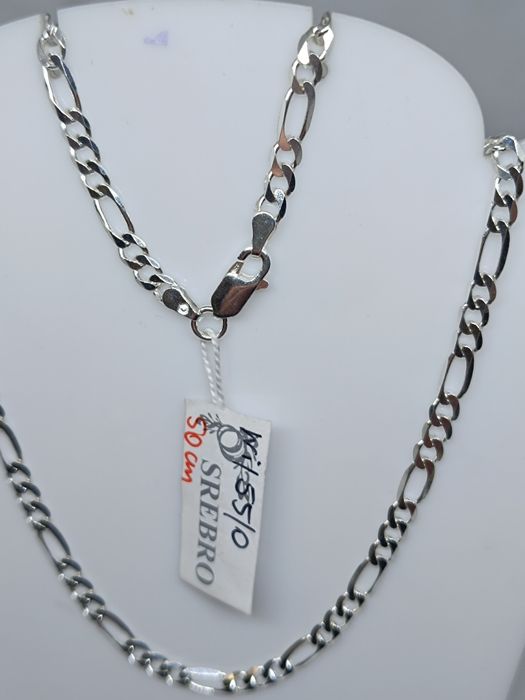Srebrny łańcuszek splot figaro srebro 925 długość 50cm