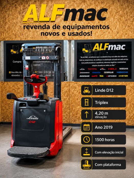 Stacker Linde D12 ano 2019 triplex c elevação inicial!! Como novo