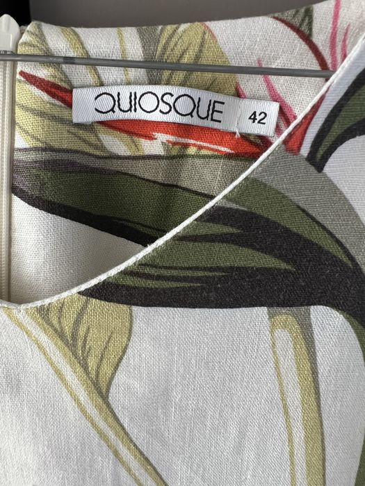 Sukienka ecru w liście lniana quiosque 40/42